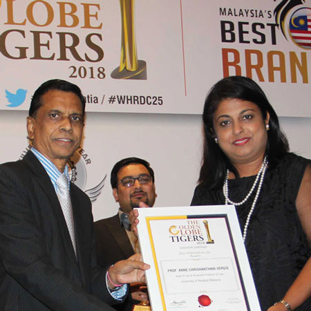 University of Reading Malaysia Head of Law wins Golden Globe Tigers Award